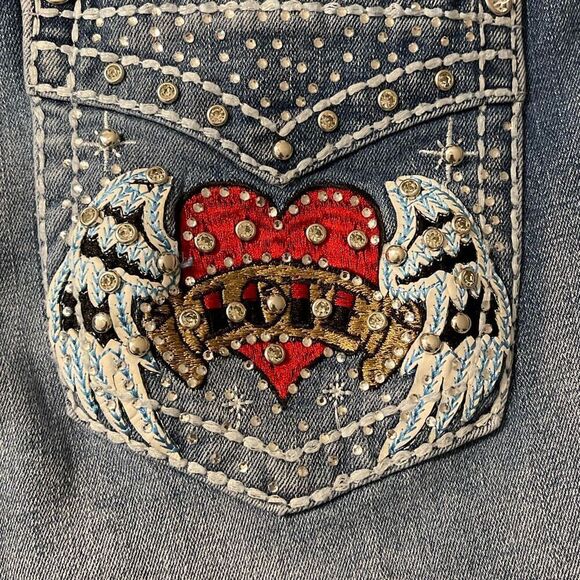 SKY Ladie’s Classic Pocket Bling Bootcut Jeans - Picture 7 of 12